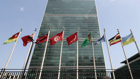 A view of the United Nations Headquarters building in New York City, United States on July 16, 2024.