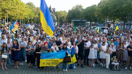 FILE PHOTO. Ukrainian demonstrators in Cologne, Germany