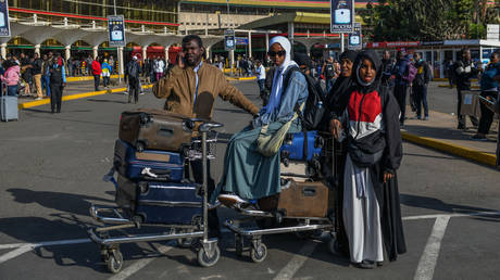 Workers at Jomo Kenyatta International Airport in Kenya's capital Nairobi go on strike to protest the government's plan to lease the airport to the Indian Adani Group, in Nairobi, Kenya on September 11, 2024.