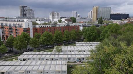 FILE PHOTO: A container settlement that provides housing for refugees in Kreuzberg district, Berlin, Germany, April 16, 2024.