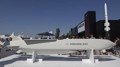 FILE PHOTO: A Storm Shadow missile at Paris Air Show.