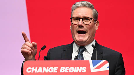 British Prime Minister Keir Starmer delivers his keynote speech during the Labour Party conference in Liverpool.