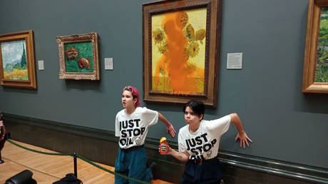 Activists throw soup at van Gogh paintings once more