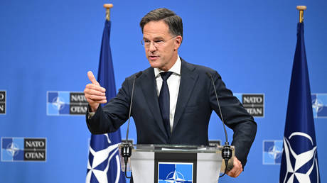 NATO Secretary General Mark Rutte speaks during a press conference in Brussels, Belgium on October 1, 2024.