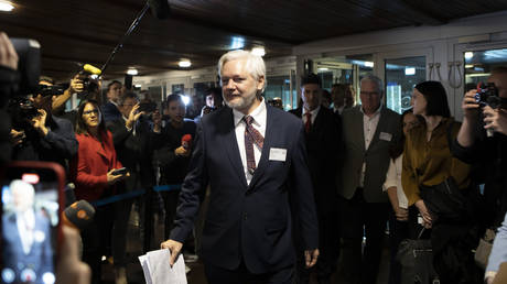 WikiLeaks founder Julian Assange attends at the Council of Europe during the Autumn Session of the Parliamentary Assembly of the Council of Europe (PACE) in Strasbourg, France on October 01, 2024.