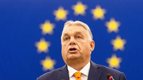  Hungarian Prime Minister Viktor Orban addresses the European Parliament.