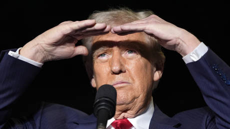  Republican presidential nominee former President Donald Trump speaks during a campaign rally at Greensboro Coliseum, October 22, 2024, in Greensboro, N.C.