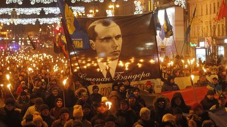 FILE PHOTO: Ukrainian far-right activists celebrate the birthday of WWII-era nationalist leader Stepan Bandera.