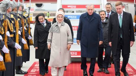 Turkish President Recep Tayyip Erdogan arrives in Kazan, Russia to attend 16th BRICS Summit