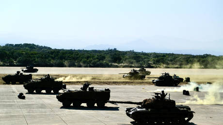 FILE PHOTO of Taiwanese military vehicles during a drill.