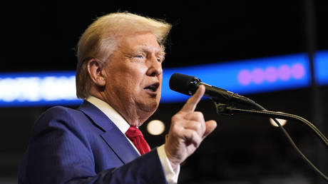 Republican presidential nominee former President Donald Trump speaks at a campaign rally at the Bryce Jordan Center, Saturday, Oct. 26, 2024, in State College, Pa.