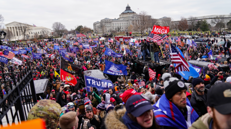  Crowds gather outside the US Capitol for the 'Stop the Steal' rally on January 06, 2021 in Washington, DC.