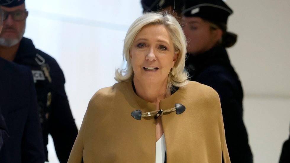 https://www.rt.com/information/607617-france-le-pen-embezzlement/French prosecutors search jail time period and election ban for Le Pen