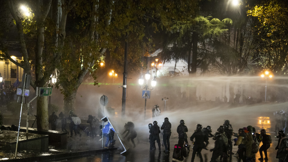 Polizei setzt Wasserwerfer gegen Pro-EU-Demonstranten in Georgien ein (VIDEOS)