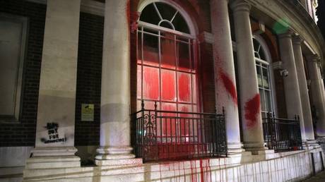 The Jewish National Fund (JNF) office in London after it was vandalized by pro-Palestinian activists on November 2, 2024.