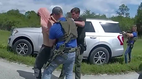 A screen grab from a video recording of Ryan Wesley Routh's arrest in Martin County, Florida, September 16, 2024