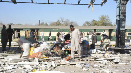 The site of a bomb explosion at Quetta Railway Station, Pakistan, November 9, 2024.