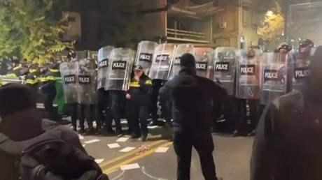 Police use force to disperse protesters in Georgia