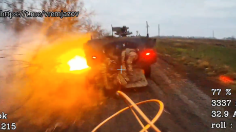 WATCH Russian drone destroys US-made Ukrainian armor from inside  media