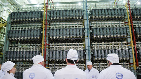 FILE PHOTO: Gas centrifuges for uranium isotope separation at a Rosatom plant in Novouralsk, Russia.