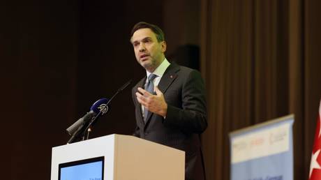 Turkish Energy Minister Alparslan Bayraktar at the 6th Turkish-German Energy Forum, Berlin, Germany, November 27, 2024.