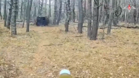 FPV drone sneaks up on Ukrainian vehicle hidden in woods – MOD (VIDEO)