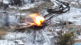 WATCH Russian drone wipes out Ukrainian tank