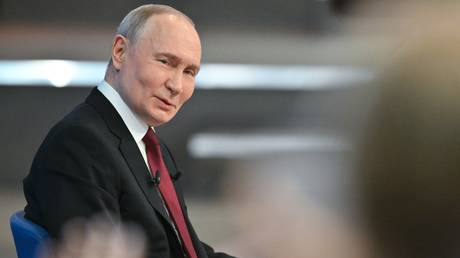 Russian President Vladimir Putin at his annual end-of-year press conference and Q&A session in Moscow