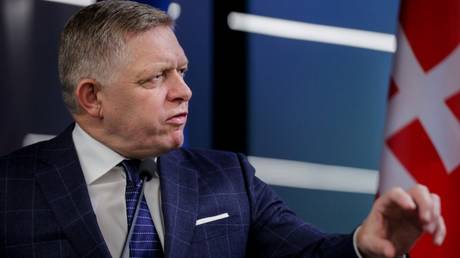 Slovak Prime Minister Robert Fico at an event in Ukraine on October 7, 2024.