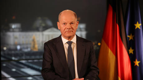 German Chancellor Olaf Scholz after his annual New Year’s address to the nation, December 29, 2024.