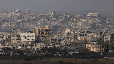 A view over Gaza as seen from the Israeli side of the border, January 16, 2025