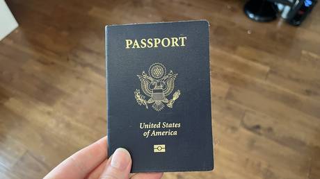 Person holding a United States passport, Lafayette, California, May 23, 2023.