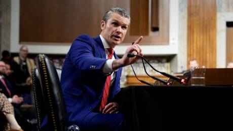 Pete Hegseth at his confirmation hearing on Capitol Hill, Washington, DC, January 14, 2025.