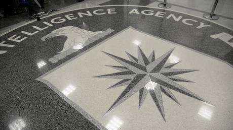 The logo of the CIA is seen during a visit of US President Donald Trump to the CIA headquarters on January 21, 2017 in Langley, Virginia.