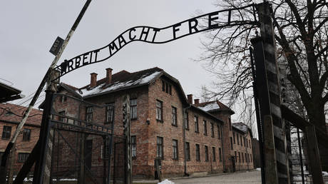 FILE PHOTO: A view of the 'Arbeit Macht Frei' sign at the former Nazi German concentration camp Auschwitz-Brikenau in Oswiecim, Poland.