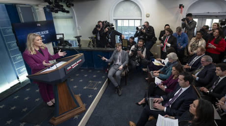 White House press secretary Karoline Leavitt speaks at a daily briefing on January 28, 2025