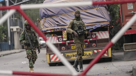 M23 rebels patrol the Gisenyi border point, Congo, Wednesday, January 29, 2025, after advancing into eastern Congo’s capital Goma.