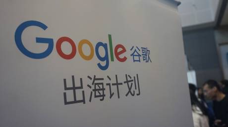 FILE PHOTO: A Google stand at an exhibition in Hangzhou city, Zhejiang province, China.