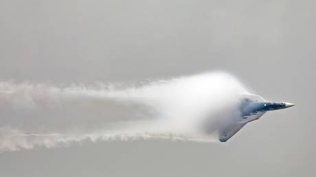 The Russian Sukhoi SU-57 E fighter jet performs during the 15th China International Aviation and Aerospace Exhibition, also known as Airshow China, in Zhuhai, Guangdong Province, China.