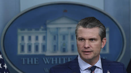 US Secretary of Defense Pete Hegseth speaks during the news conferencee