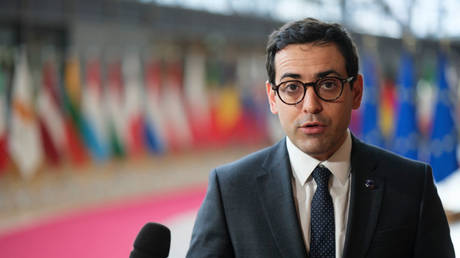 EU Commissioner for Prosperity and Industrial Strategy, Stephane Sejourne, at a press conference, Brussels, Belgium, February 18, 2025.