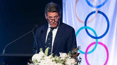 FILE PHOTO: World Athletics President Sebastian Coe speaks at the Melbourne Cricket Ground in Melbourne, Australia, September 17, 2024.