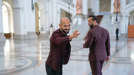 Andrew Tate and his brother Tristan Tate at the Court of Appeal in Bucharest, Romania, October 15, 2024.