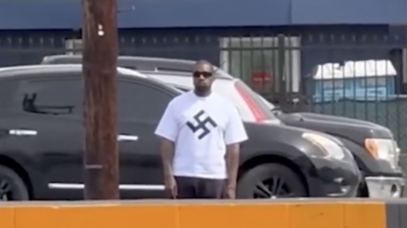 Ye displays swastika T-shirt in Los Angeles