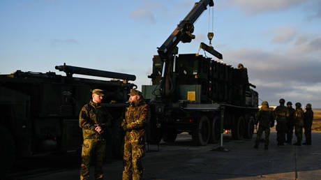 US made Patriot air defense system being unloaded in Jasionka, Poland on January 23, 2025.