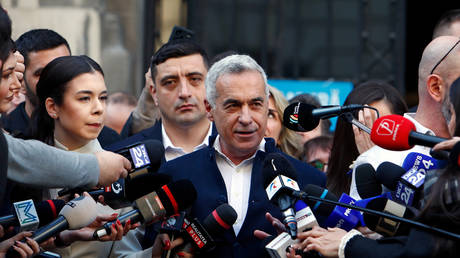 Calin Georgescu addresses the media after registering his presidential candidacy in Bucharest, Romania, on March 7, 2025.