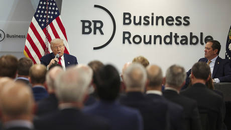 President Donald Trump speaks at the Business Roundtable in Washington, March 11, 2025