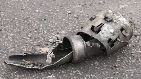 FILE PHOTO: Fragments of a Ukrainian drone downed by Russian air defenses.