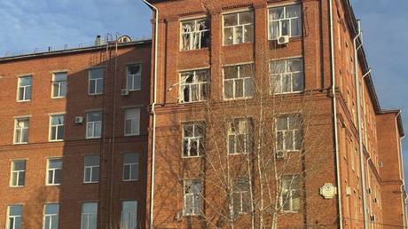 Engels city hospital damaged after a Ukrainian drone raid.