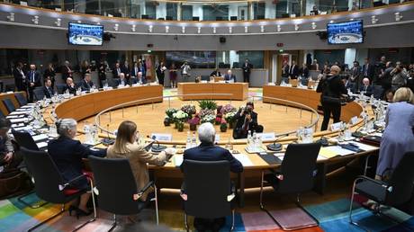 A meeting of EU officials in Brussels on March 20, 2025.